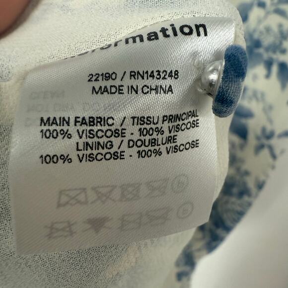 Reformation Carolena Floral-Print Crepe De Chine Midi Dress Women's Size 4 Blue - Picture 9 of 10